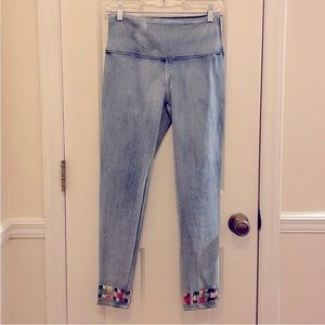 Athena Marie Embroidered Light Blue Jeggings Petite Small NWT